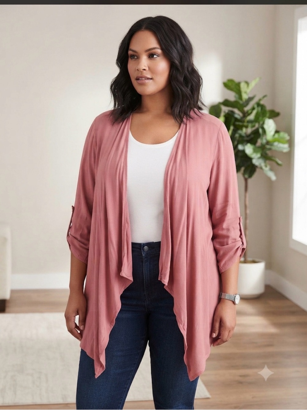 torrid Dusty Rose Open-Front Draped Cardigan